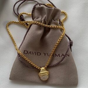 David Yurman 750 Diamond Acorn Pendant Necklacel